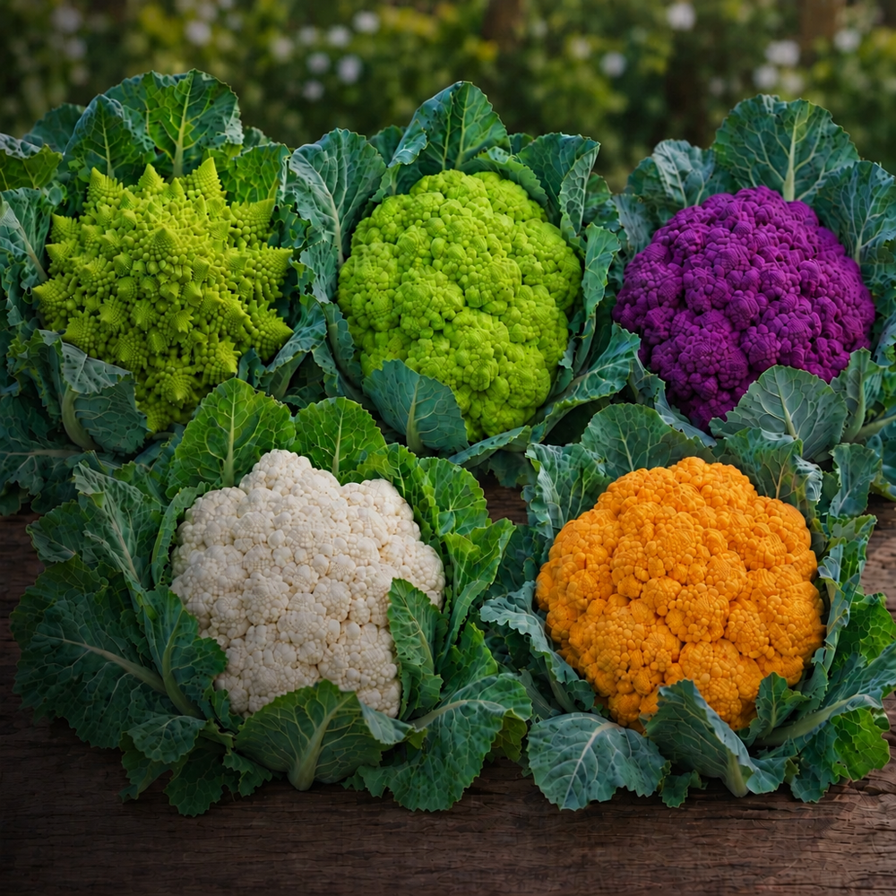 Verschiedene Blumenkohl-Variationen in einer Nahaufnahme.